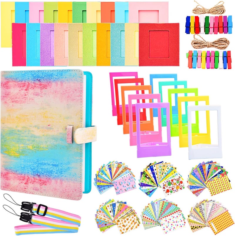 Sunmns Accessories Bundle Kit Compatible with Fujifilm Instax Mini 12 11 9 8 90 70 Instant Camera, Include Album, Film Stickers, Photo Frames, Hanging Frame, Strap (Rainbow) - Image 1